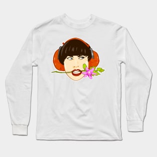 Girl Biting Flower Long Sleeve T-Shirt